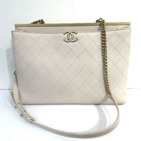 Chanel Calfskin Coco Luxe Large Shopping 2way tote bag - Beige - Picture 1 of 12